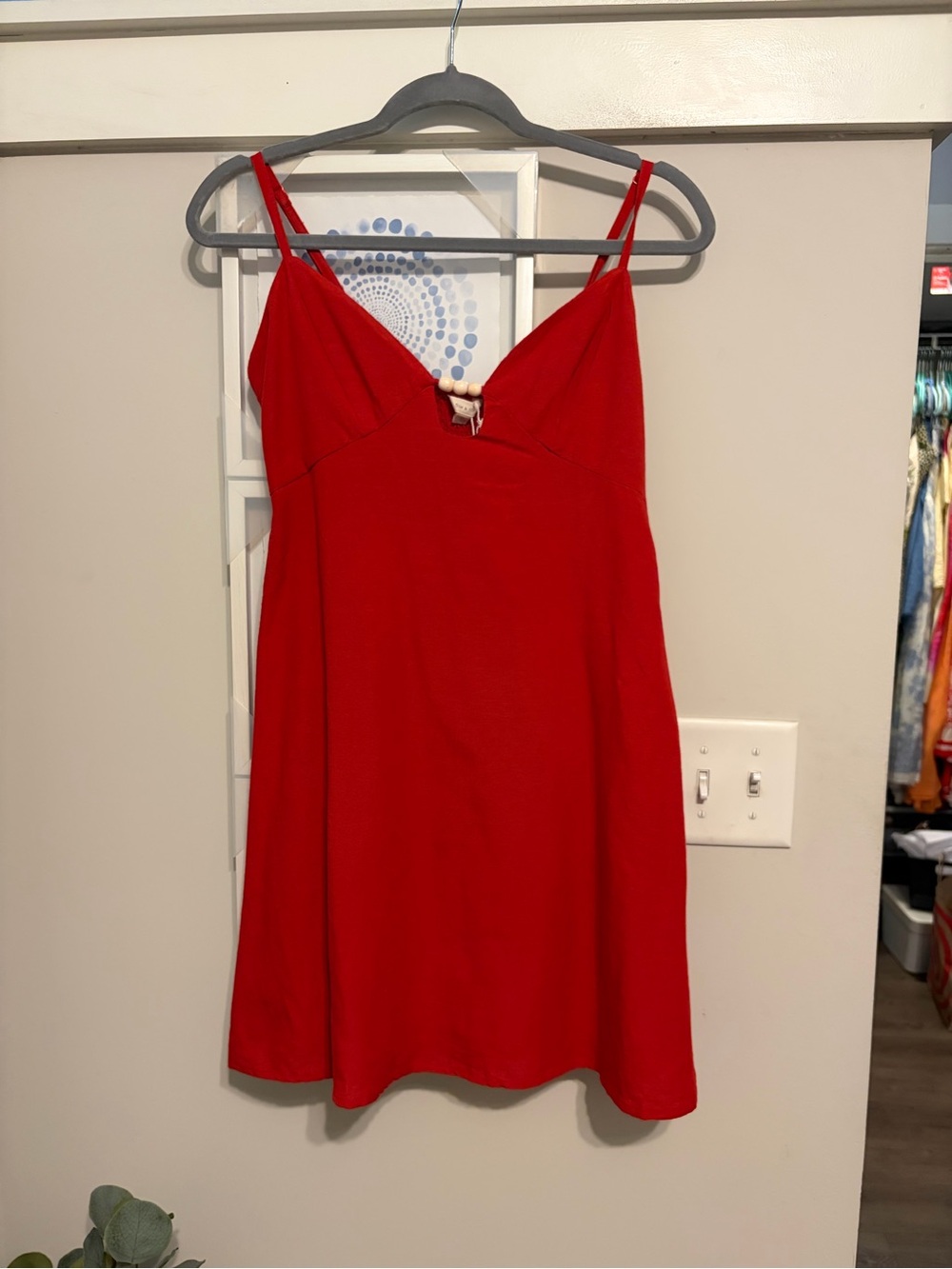 T.J.Maxx Red Spaghetti-Strap Slip Dress with V-Neck